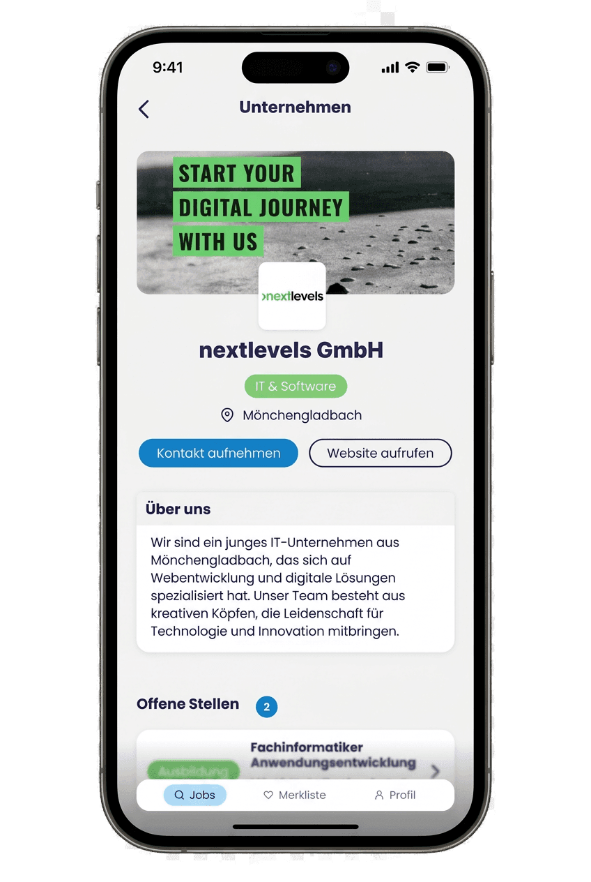 easyNEXT App – Stellenangebot Detailansicht